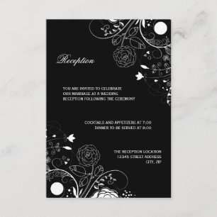 Invitation de réception - Motif floral noir/blanc
