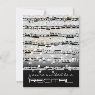 invitation de récital de notes de musique en noir 