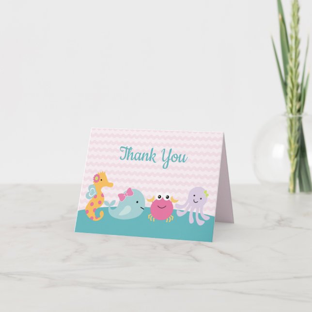 Invitation de remerciement pour fille animaux mari (Devant)