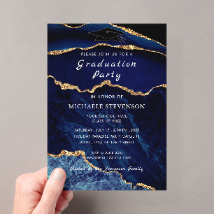 Invitation de remise de diplômes en marbre bleu ma