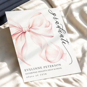 Invitation de remise de diplômes fille à noeud ros