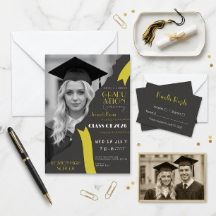🎓 Invitation de remise de diplômes moderne noir e
