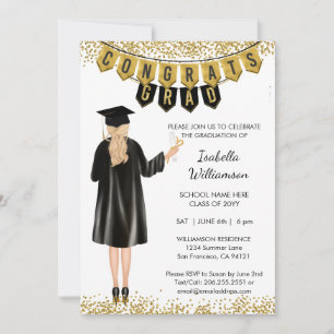 Invitation de Remise de Diplômes Unique Cheveux Bl