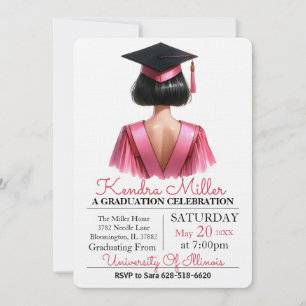 Invitation de remise des diplômes aquarelle rose e