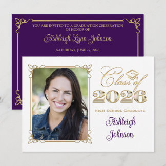 Invitation de remise des diplômes photo 2026 Blanc