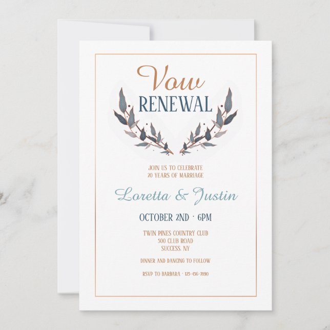 Invitation de renouvellement de vœux (Devant)