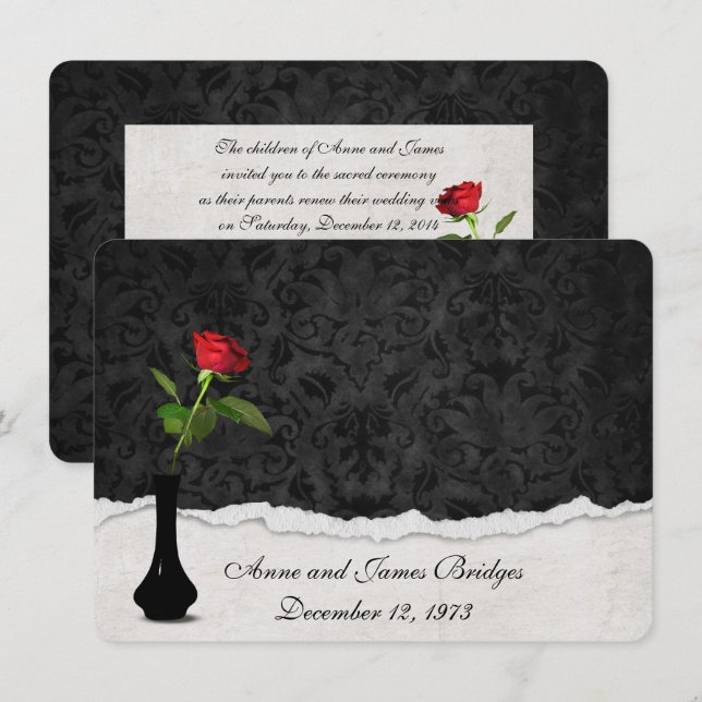 Invitation de renouvellement Red Rose Vow (Devant / Derrière)
