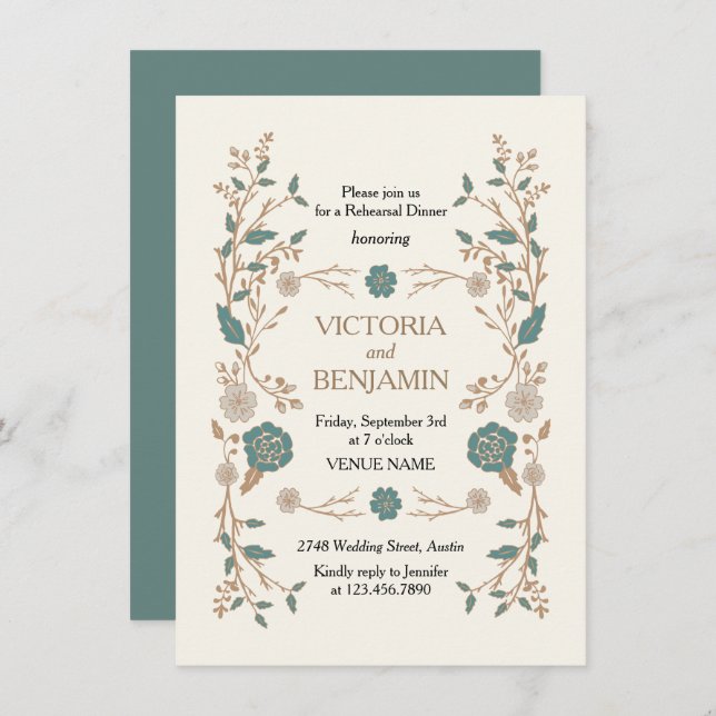 Invitation de répétition de bibliothèque vintage (Devant / Derrière)