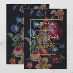 Invitation de répétition de dîner florale vintage 