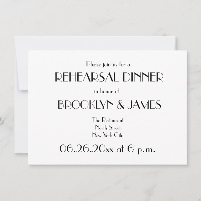 Invitation de répétition Mariage blanc minimal Déc (Devant)