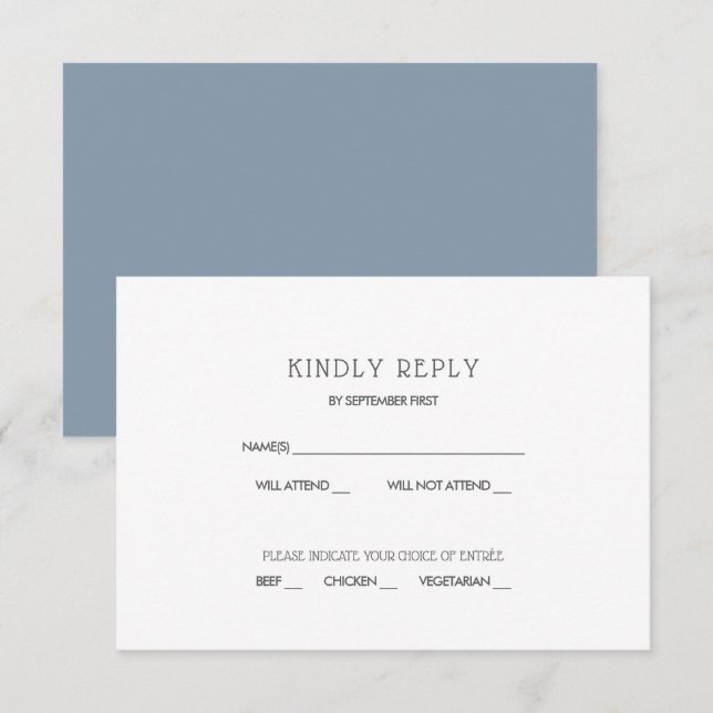 Invitation de réponse de mariage simple moderne bl (Devant / Derrière)