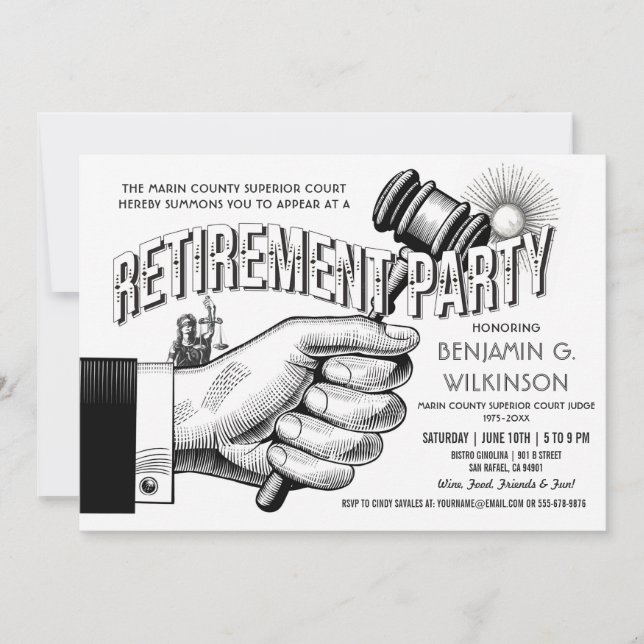 Invitation de retraite de juge - cru de partie (Devant)
