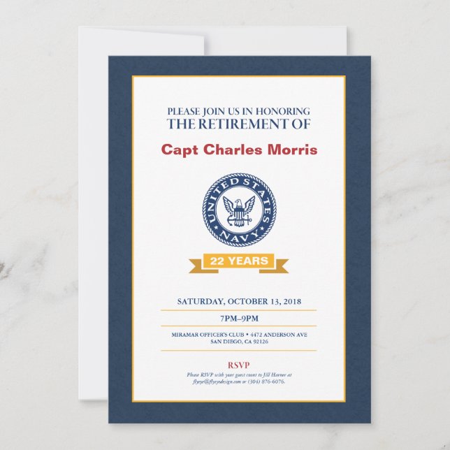 Invitation de retraite de marine (Devant)