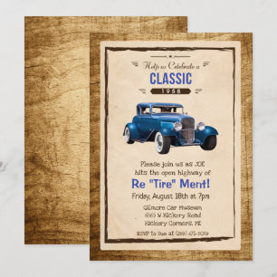 Invitation de retraite de voiture classique vintag