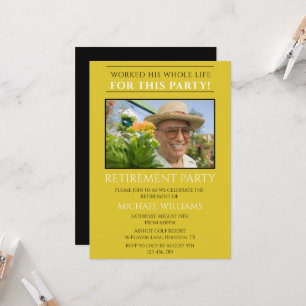 Invitation de retraite photo jaune masculine moder