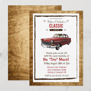 Invitation de retraite rétro de voiture classique