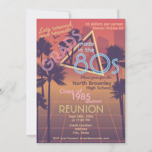 Invitation de retrouvailles de classe colorée néon