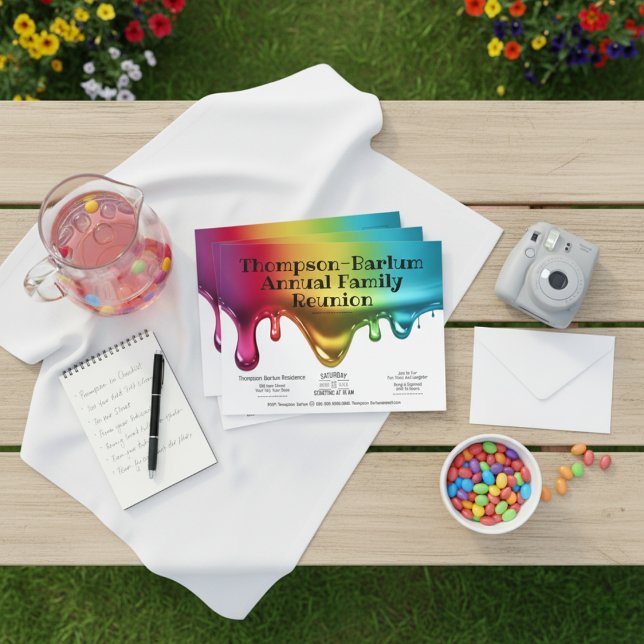 Invitation de réunion de famille Color Splash (Color Splash Family Reunion Invitation Postcard)