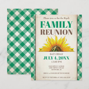 Invitation de réunion familiale, tournesol, vert