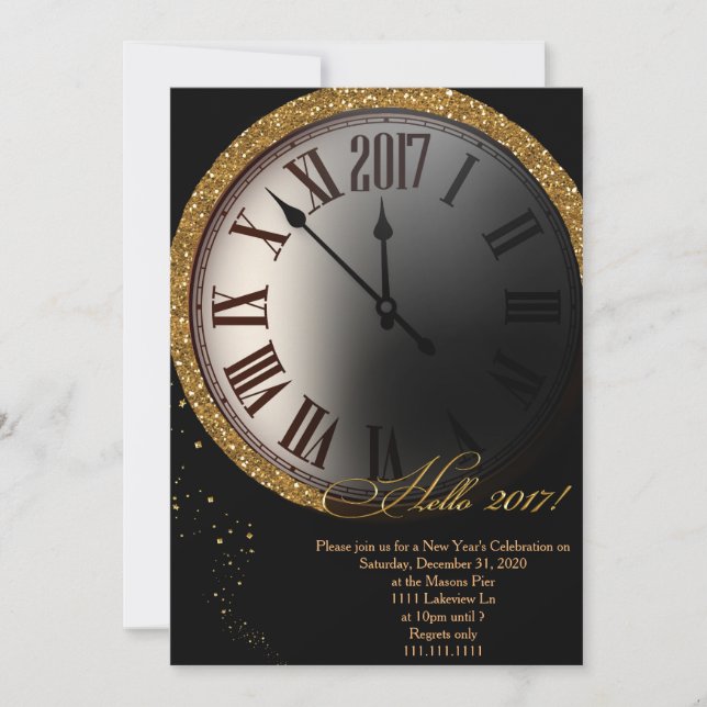 Invitation de réveillon du Nouvel An, réveillon du (Devant)