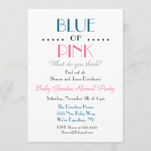 Invitation de révélation de genre bleu ou rose