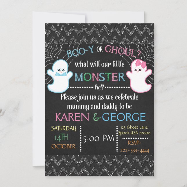 Invitation de révélation de genre Boo-y ou Ghoul H (Devant)