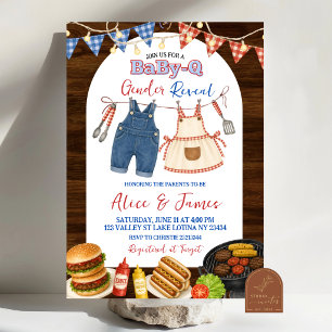 Invitation de révélation de sexe BBQ Rustique en B