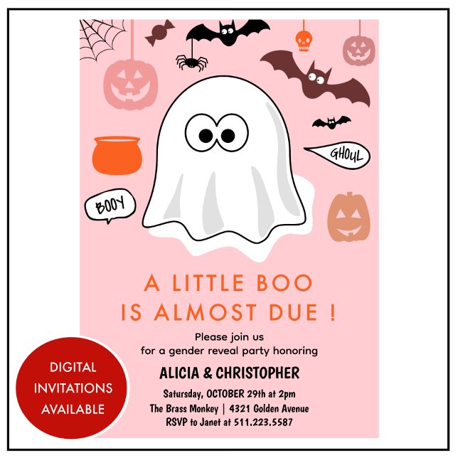 Invitation de révélation de sexe Halloween Fantôme (Halloween-Gender-reveal-invitation-Ghost-1)