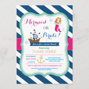 Invitation de révélation du Baby shower de pirates