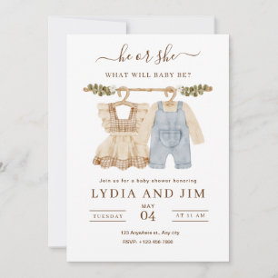 Invitation de révélation du sexe de bébé avec vête