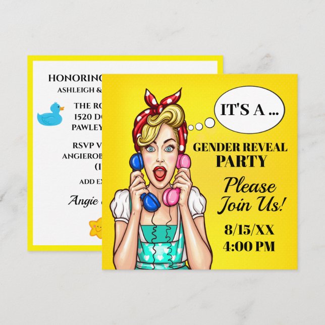 Invitation de révélation du sexe du bébé (Devant / Derrière)