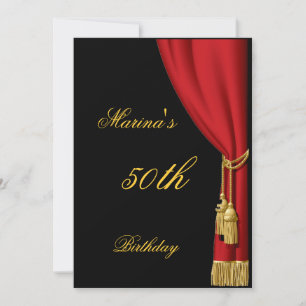 Invitation de rideau noir et rouge pour tout anniv