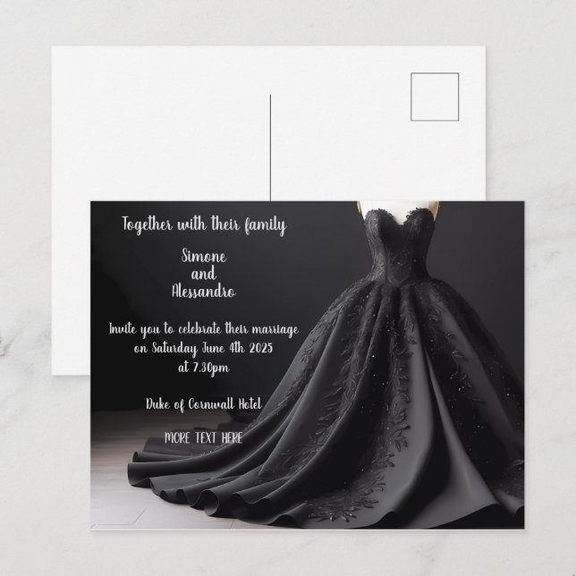 Invitation de robe Mariage noire (Devant / Derrière)