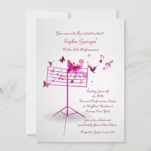 Invitation de rose de support de musique
