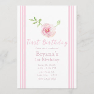 Invitation De rose doux de rose de filles ęr anniversaire