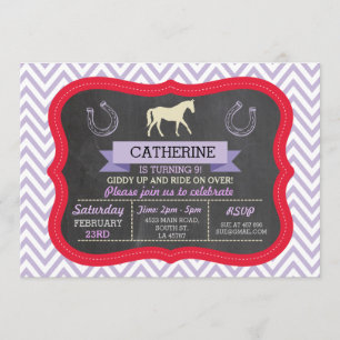 Invitation de rouge de poney d'invitation de