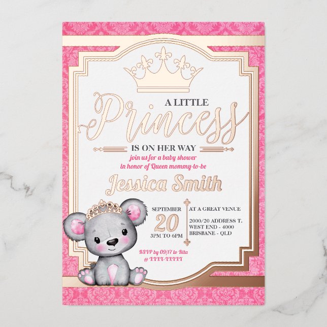 Invitation de Royal Princess Baby shower Foil (Recto)
