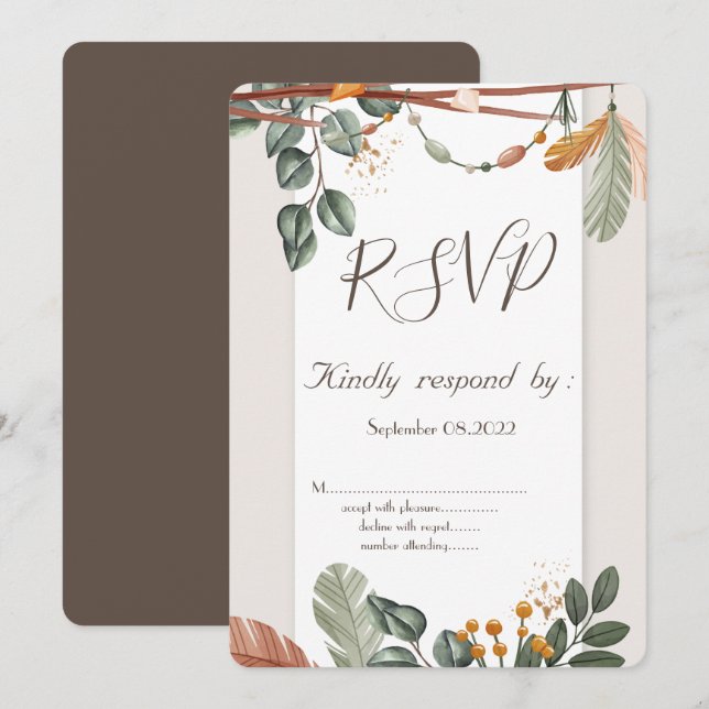 Invitation de RSVP Chic Boho (Devant / Derrière)
