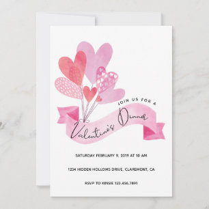 Invitation de Saint Valentin aux ballons de coeur