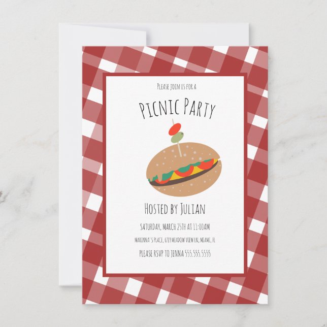 Invitation de sandwich pour l'événement de pique-n (Devant)