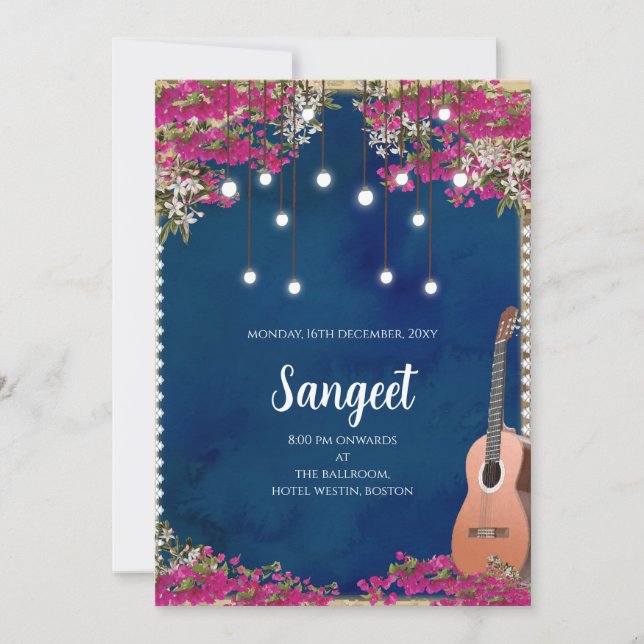 Invitation de Sangeet indien et cartes de mariage  (Devant)
