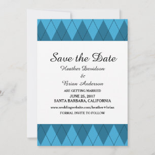 Invitation de sauvegarde de date Blue Argyle