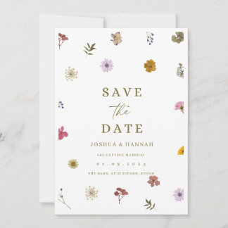 Invitation de sauvegarde de date de fleur pressée