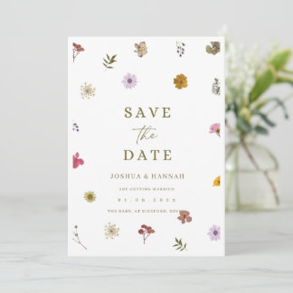 Invitation de sauvegarde de date de fleur pressée 