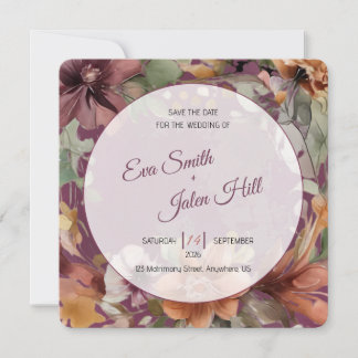 Invitation de sauvegarde de date de florale automn