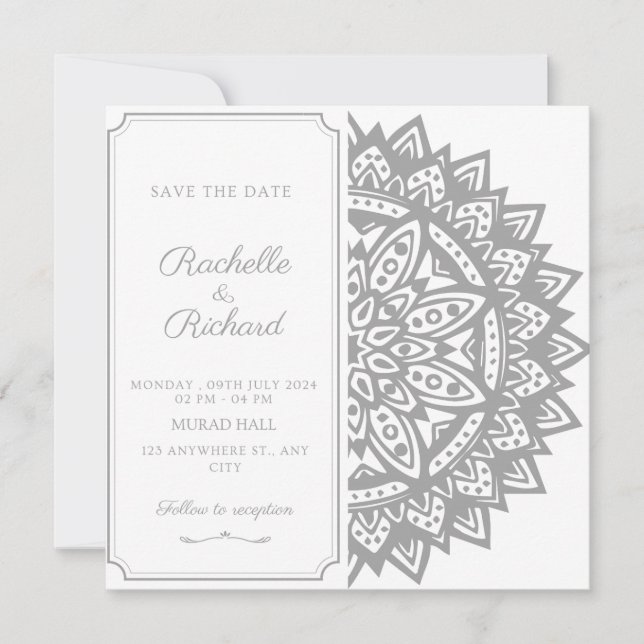 Invitation de sauvegarde de date en noir et blanc (Devant)