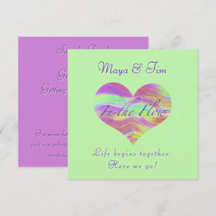Invitation de sauvegarde de date rose et vert coeu