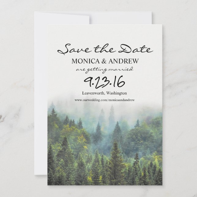 Invitation de sauvegarde de date Rustique de Forêt (Devant)