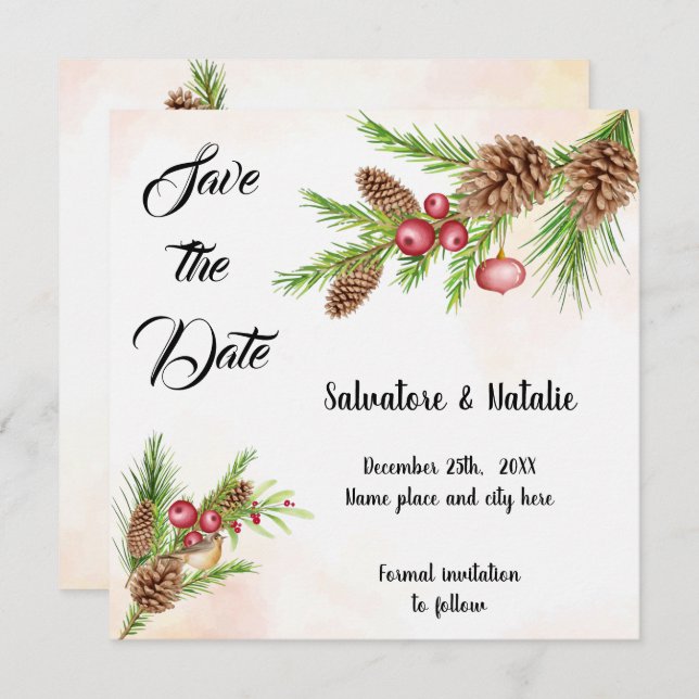 Invitation de sauvegarde de la date de Noël (Devant / Derrière)