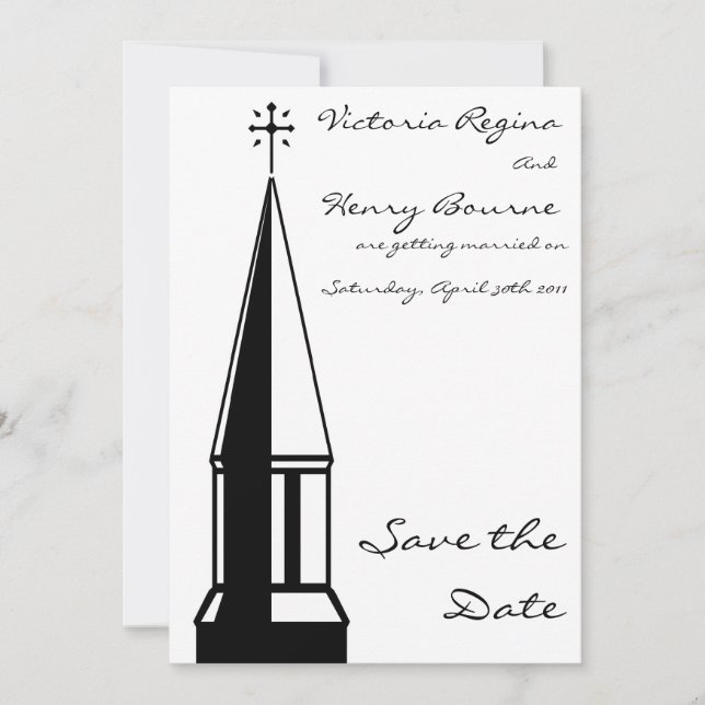 Invitation de sauvegarde de la date du clocher de  (Devant)